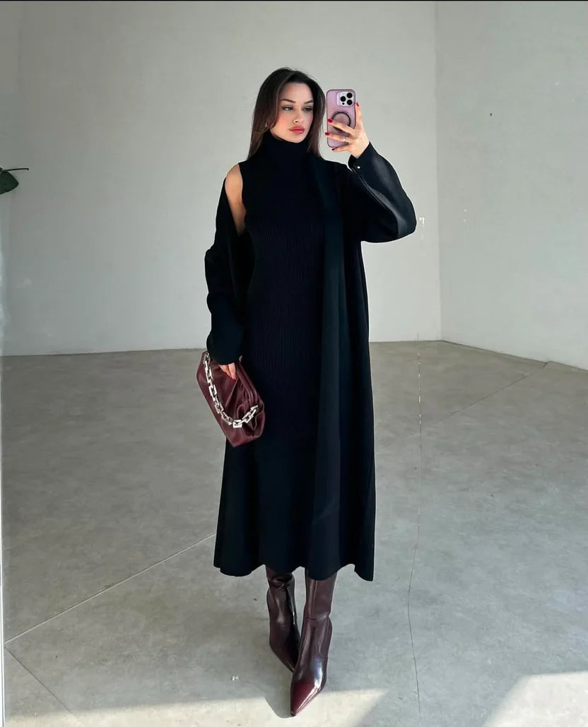 High Neck 3pc Gown Set