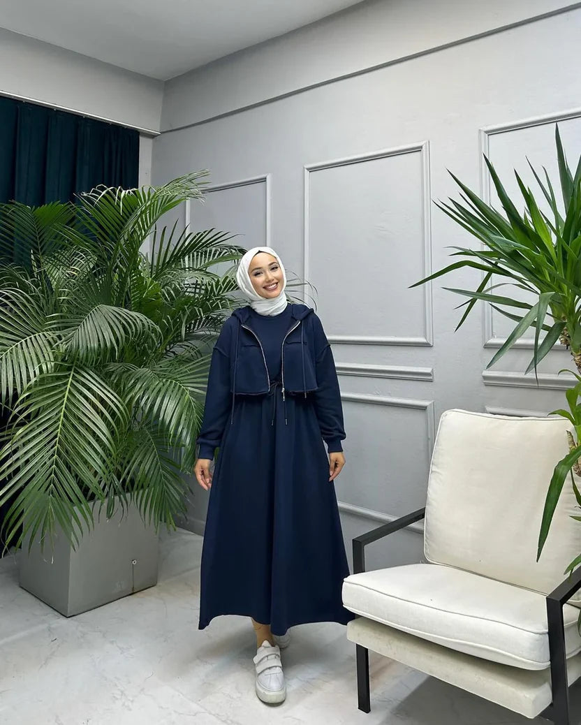 Women Frock With Zipper Jacket