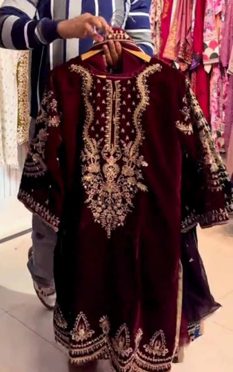 Velvet Bloom Premium Embroidered Set 3Pc