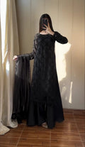 Classic Black Embroidered 3-Pc Suit for Women
