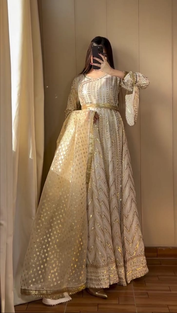 Luxury Festive Frock with Embellished Dupatta