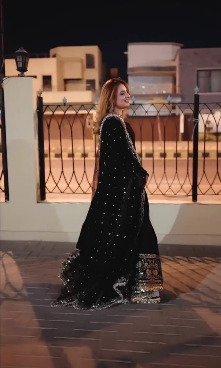 Luxury Velvet Embroidered Frock 3pc Set