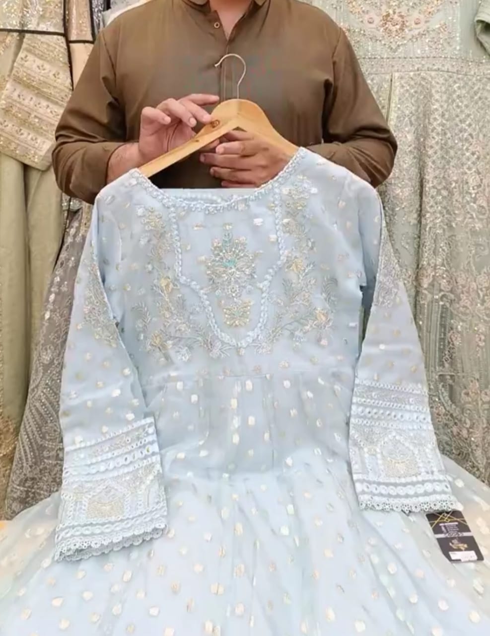 Embroidered Frock 3Pc Set