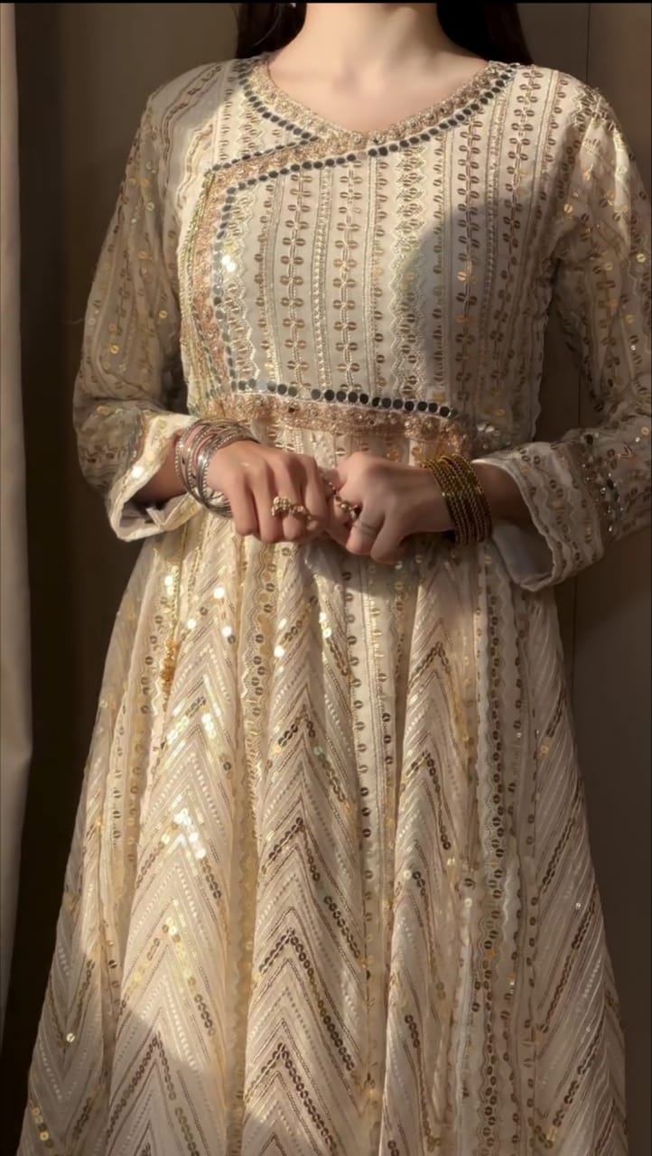 Luxury Festive Frock with Embellished Dupatta