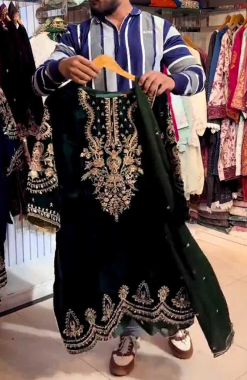 Velvet Bloom Premium Embroidered Set 3Pc