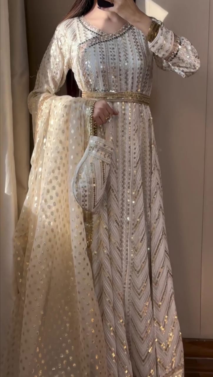 Luxury Festive Frock with Embellished Dupatta
