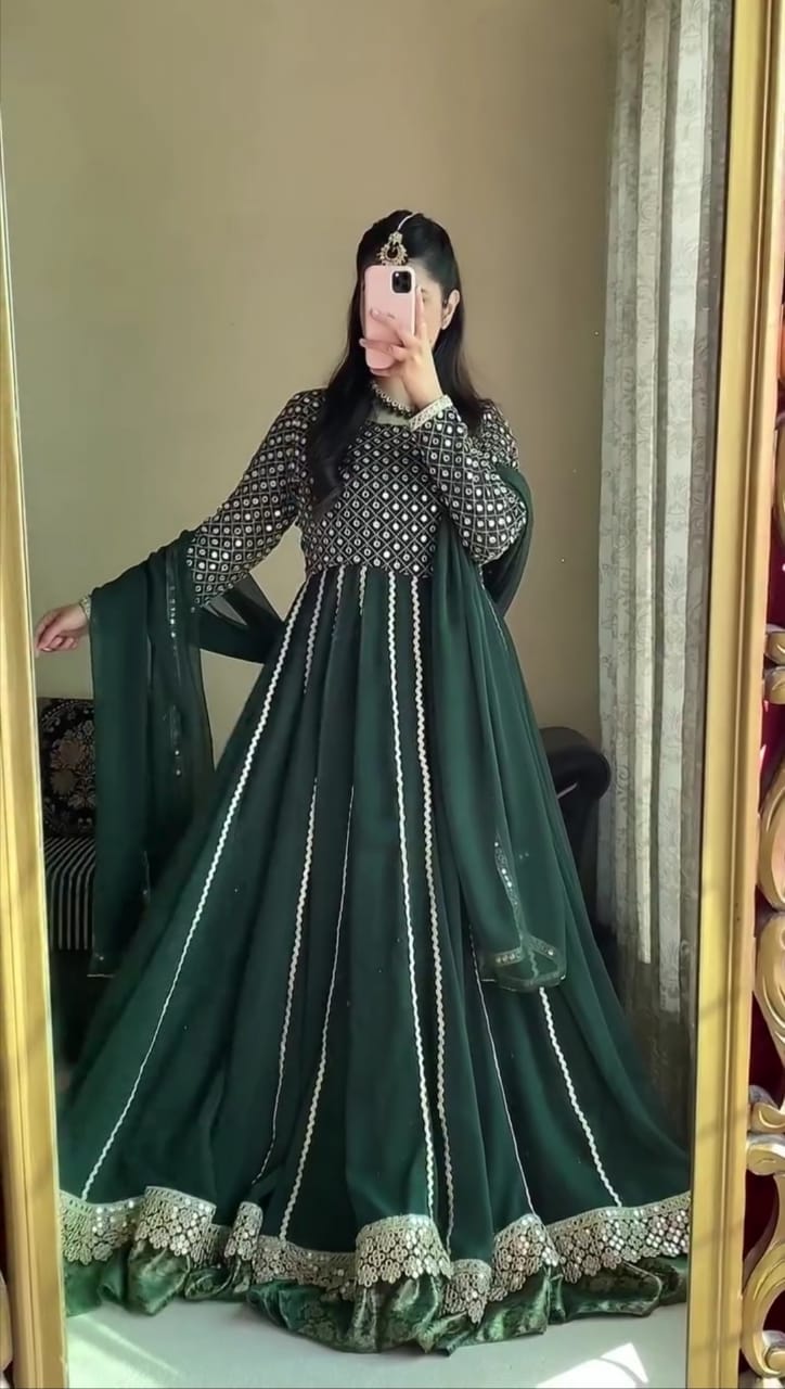 Elegant Embroidered Frock 3 pc Set