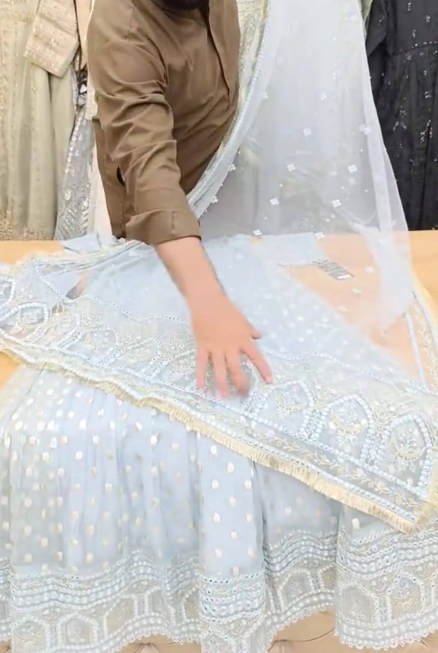 Embroidered Frock 3Pc Set