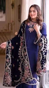 Stitched Velvet Embroidered Shawl 3pcs