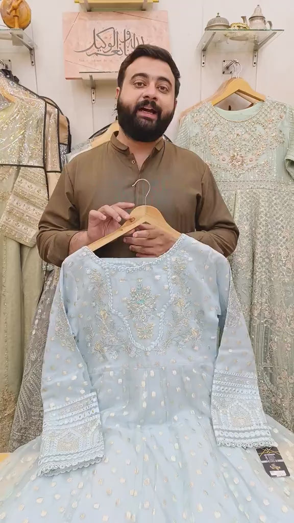 Embroidered Frock 3Pc Set