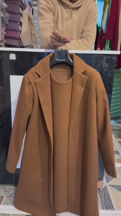 Women Long Coat 3Pc Set