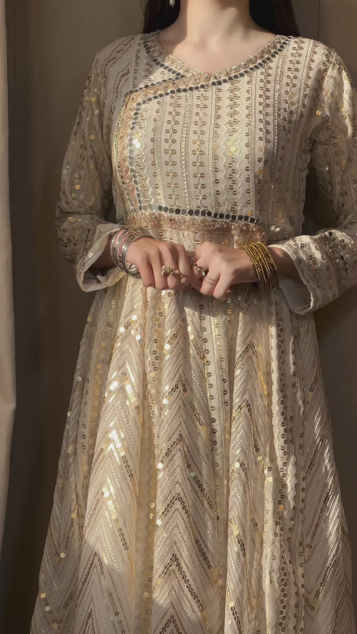 Luxury Festive Frock with Embellished Dupatta