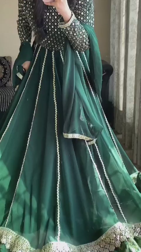 Elegant Embroidered Frock 3 pc Set